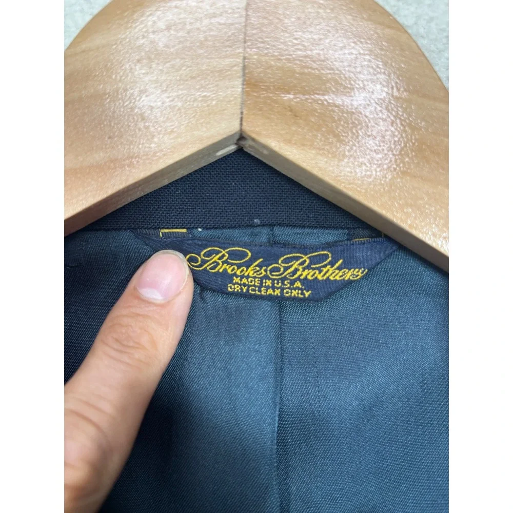 Brooks Brothers Classic Navy Wool Blazer with Gold Buttons